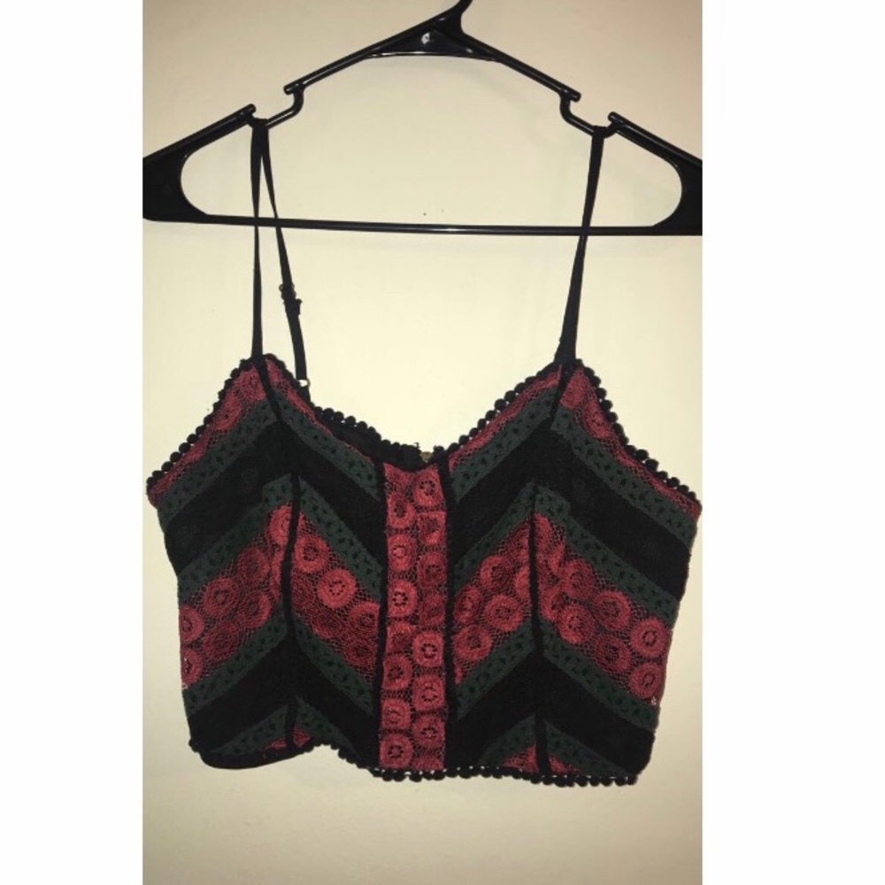 Red Green and black crop/bralette size LARGE